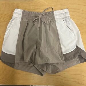 ypb running shorts white tan size m
